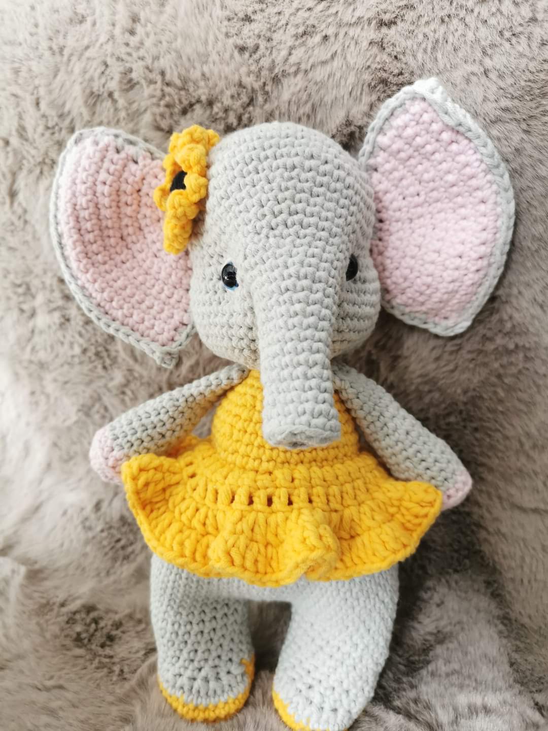 Luxury Handmade Elephant plush toy & Knitted Baby comforter & Shawl Baby Gift Set