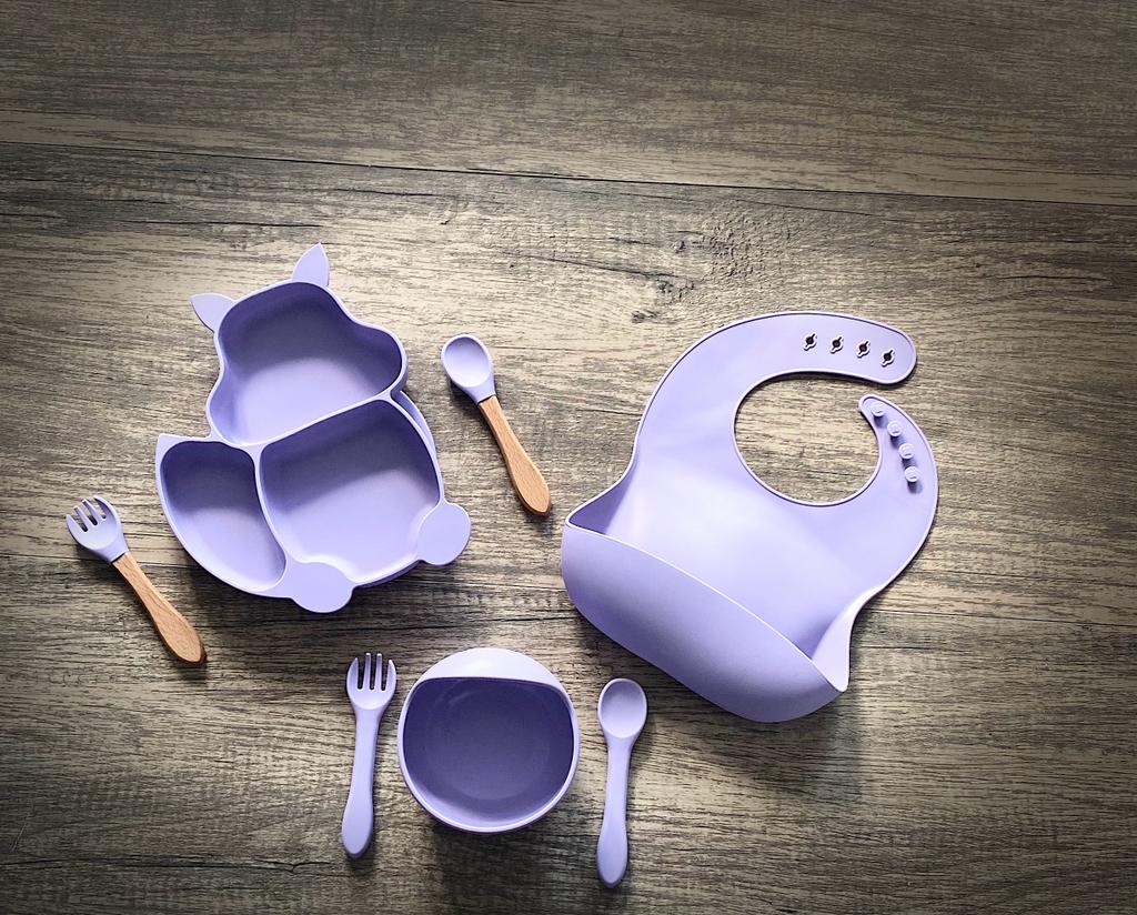 Baby Girl Weaning Silicone set with Suction plates