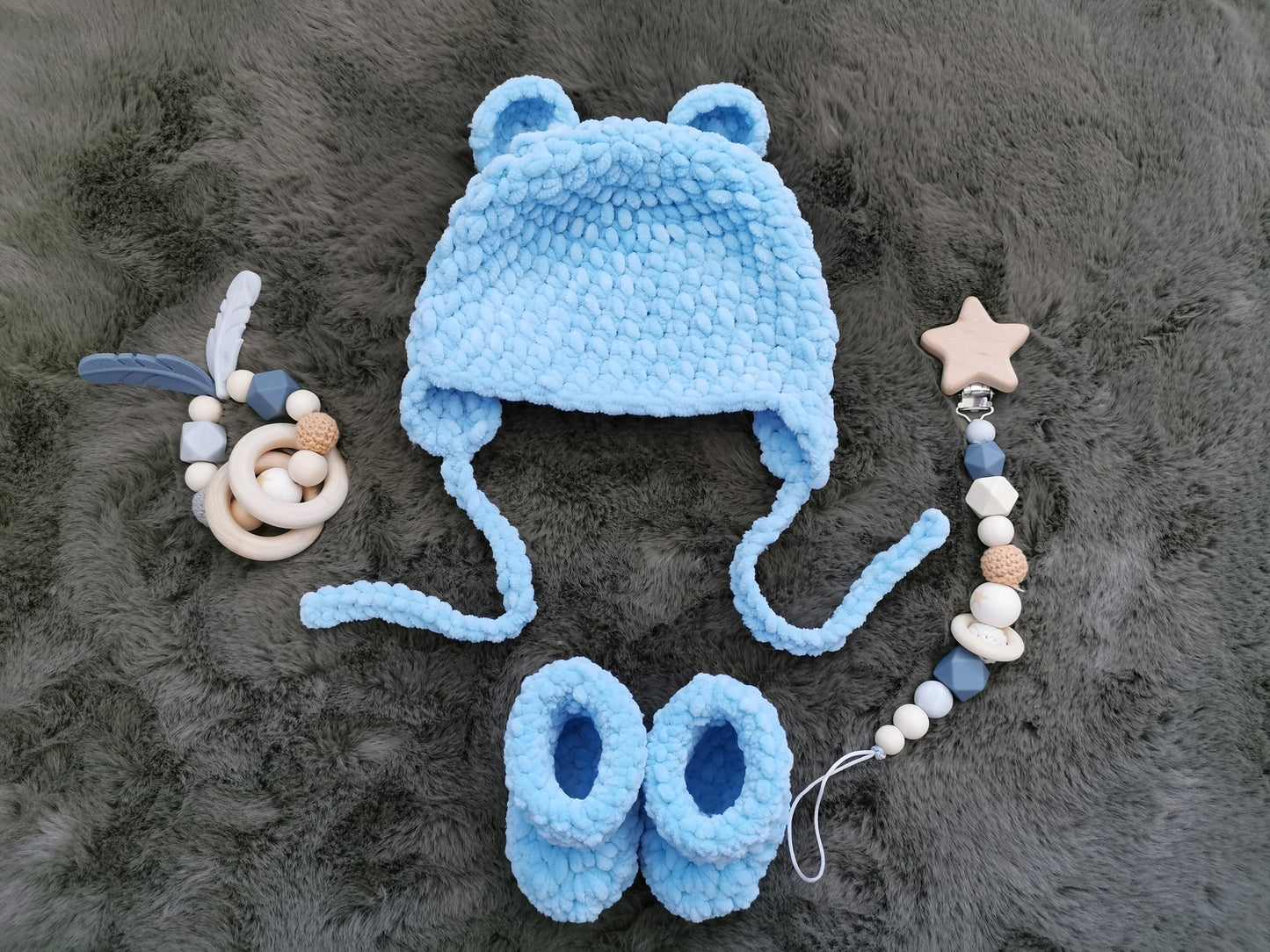 Baby Boy Hat & Booties Gift Set