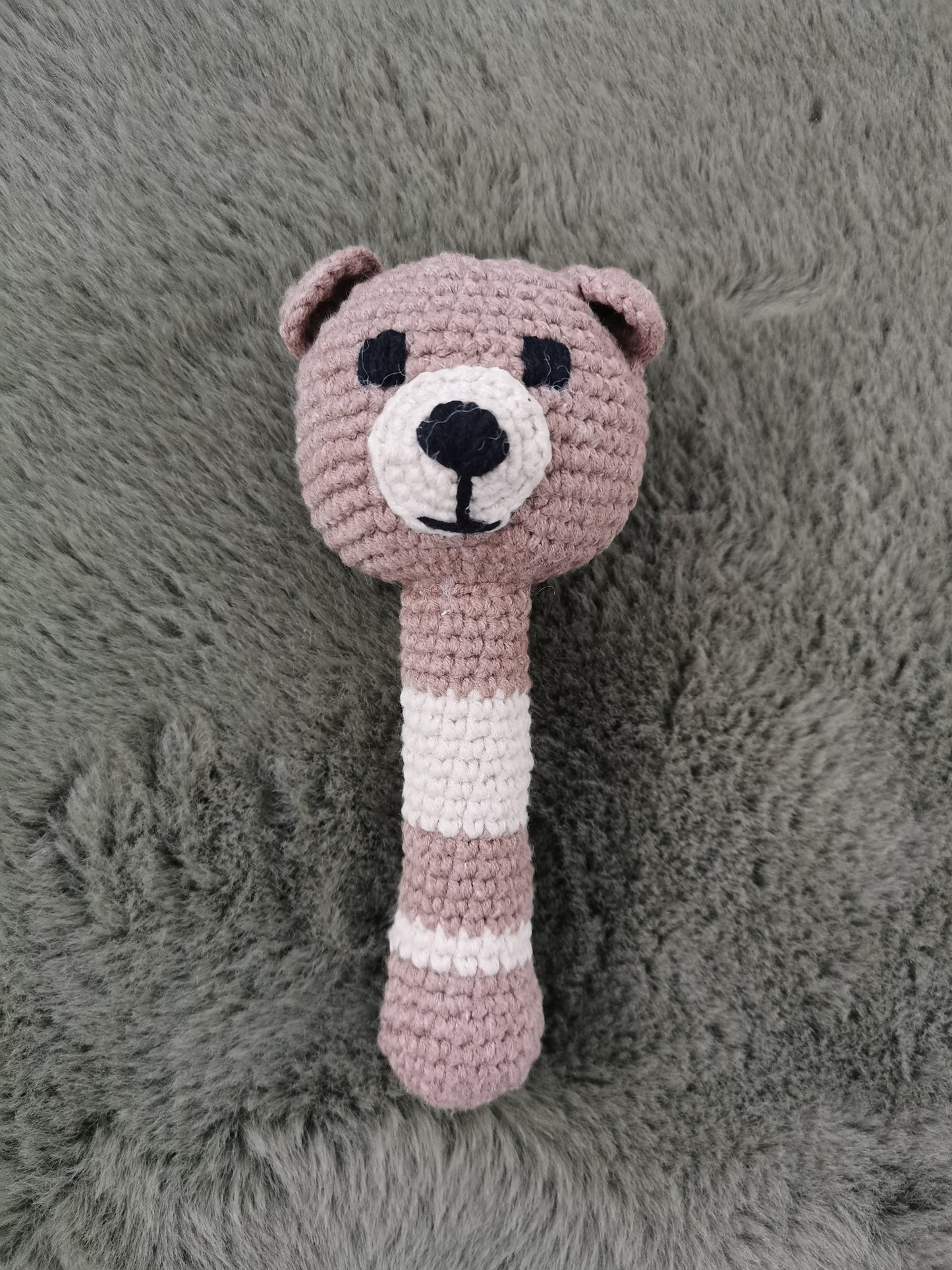 Handmade Plush Bear Comforter and Rattle Gift Set