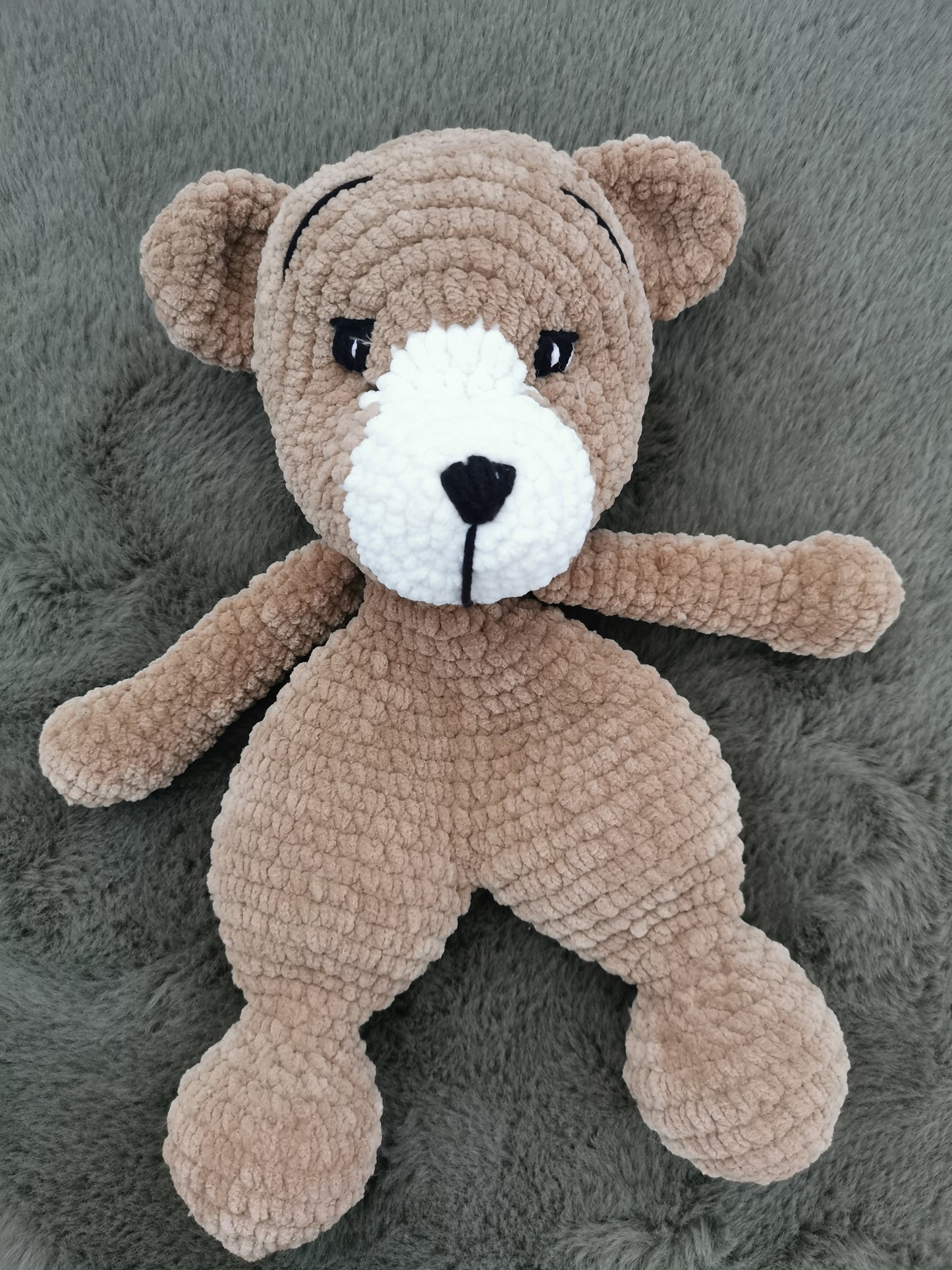 Handmade Plush Bear Comforter and Rattle Gift Set