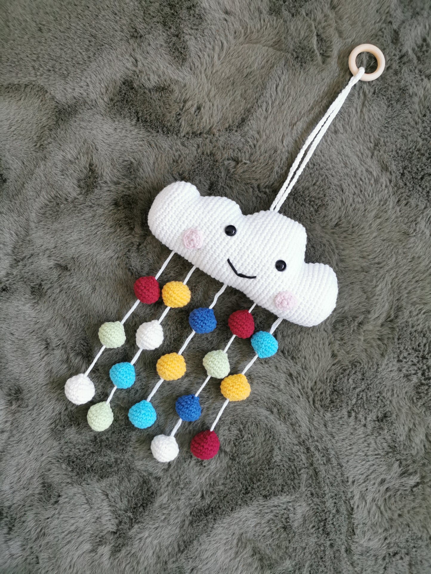 Handmade Crochet Colourful Cloud Wall Hanging Decoration