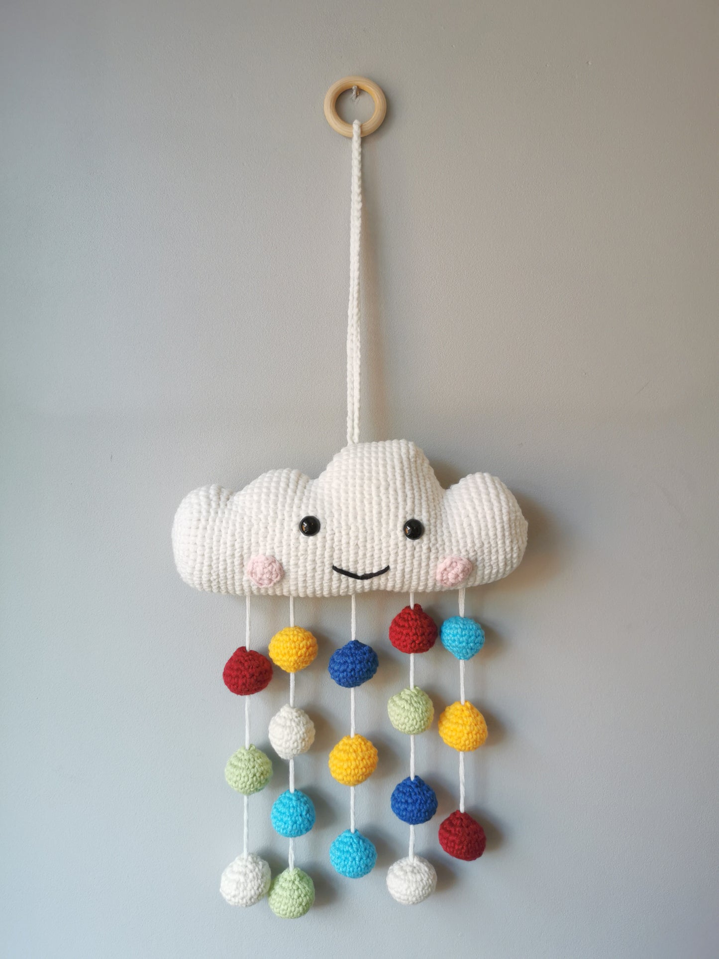 Handmade Crochet Colourful Cloud Wall Hanging Decoration