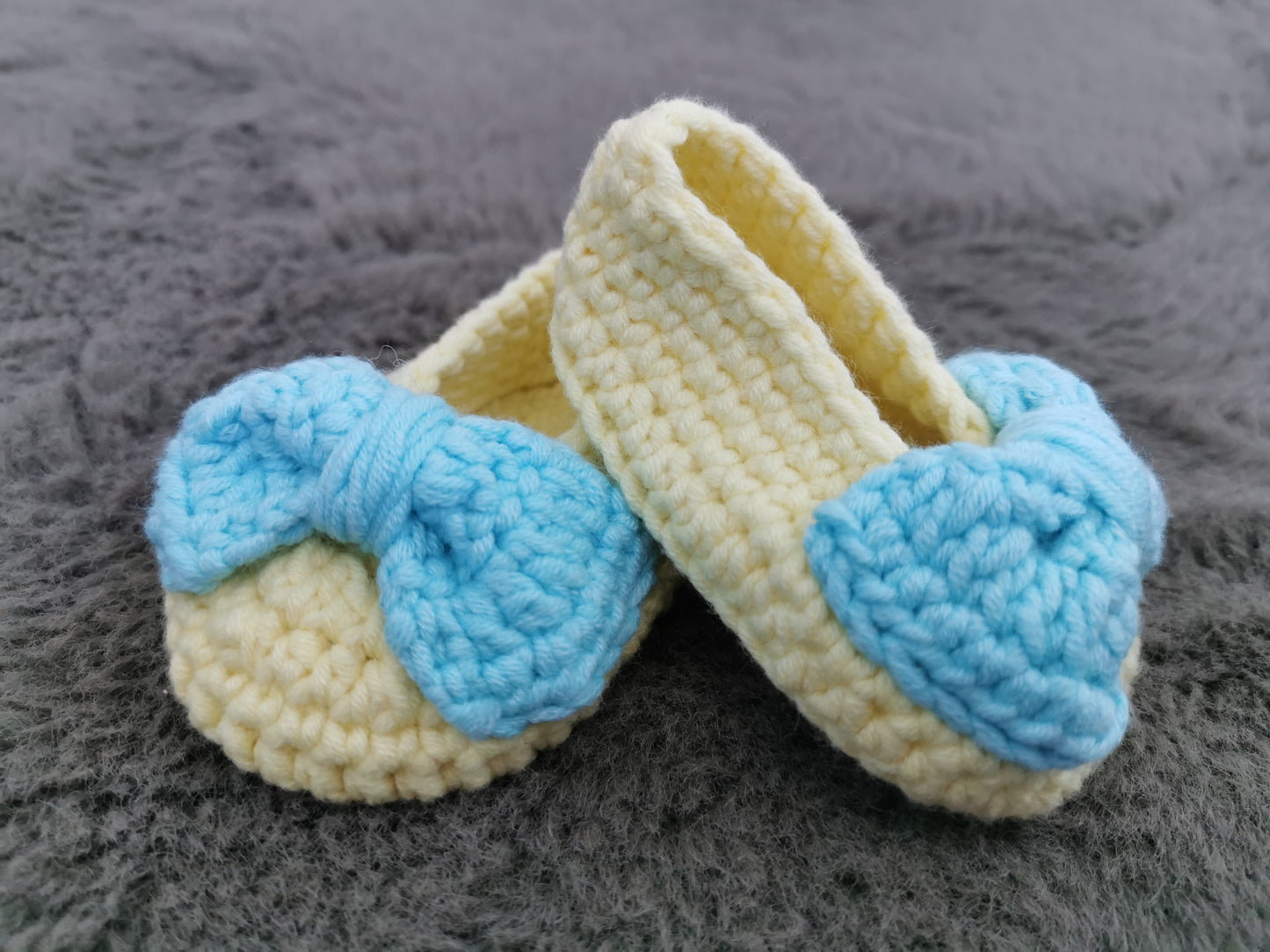 Handmade Crochet Cotton Baby Girl Ballerinas in Yellow