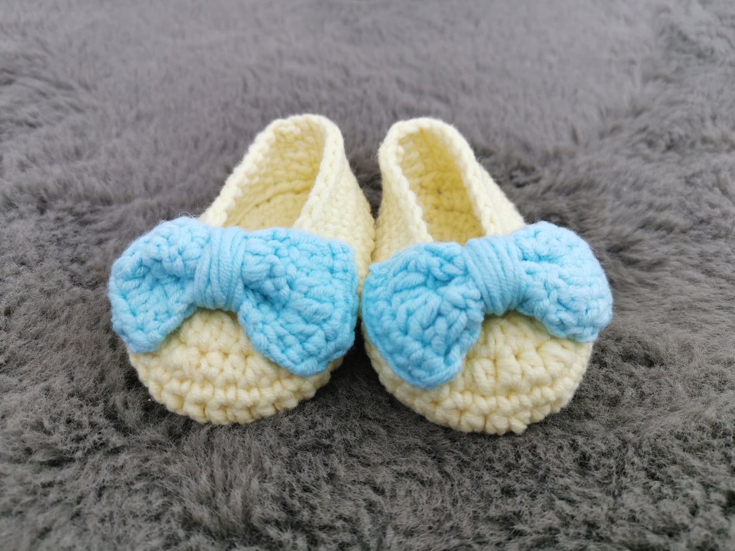 Handmade Crochet Cotton Baby Girl Ballerinas in Yellow