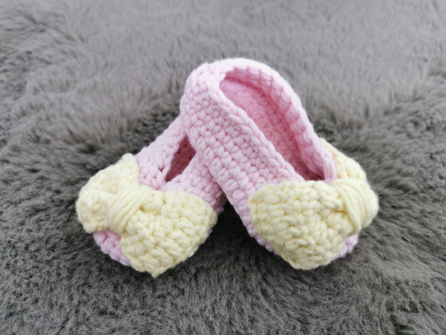 Handmade Crochet Cotton Baby Girl Ballerinas in Pink