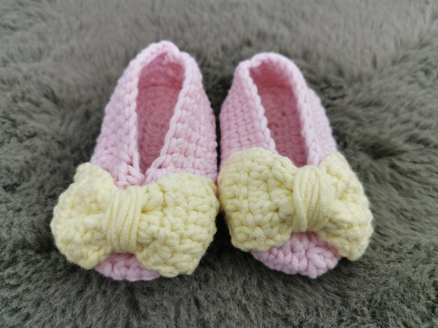 Handmade Crochet Cotton Baby Girl Ballerinas in Pink
