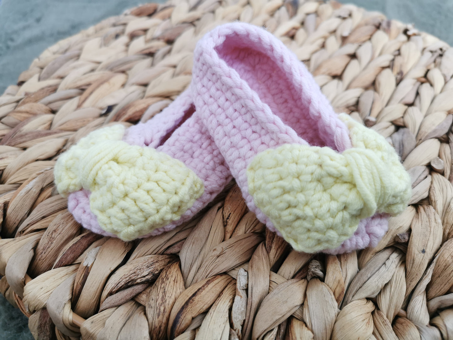 Handmade Crochet Cotton Baby Girl Ballerinas in Pink