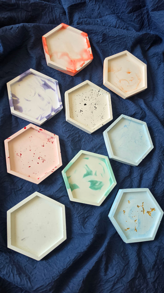 Handmade POP Small Hexagon Trinket tray for jewellery and home decor