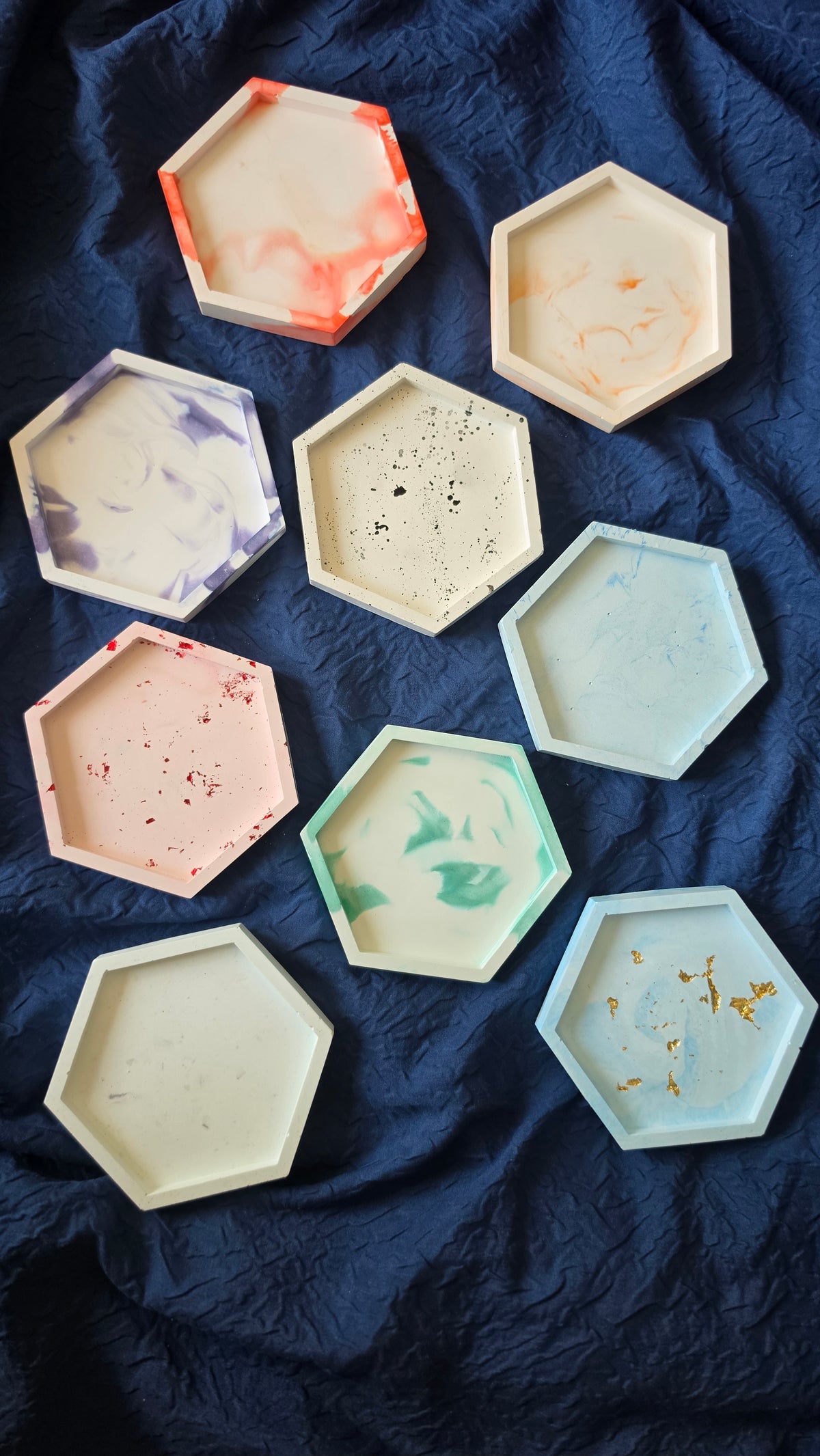 Handmade POP Small Hexagon Trinket tray for jewellery and home decor