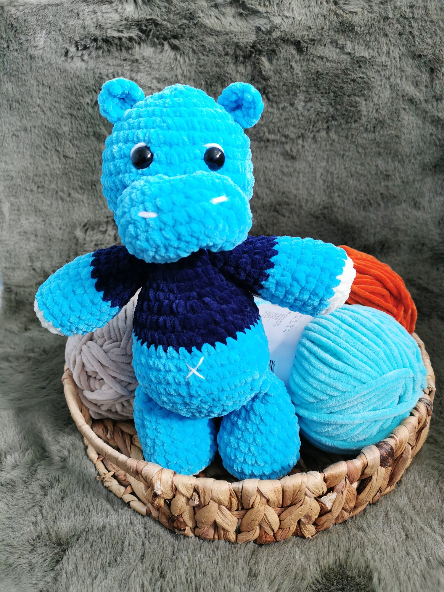 Handmade Amigurumi Plush Hippo Toy - Nat's Gibberish