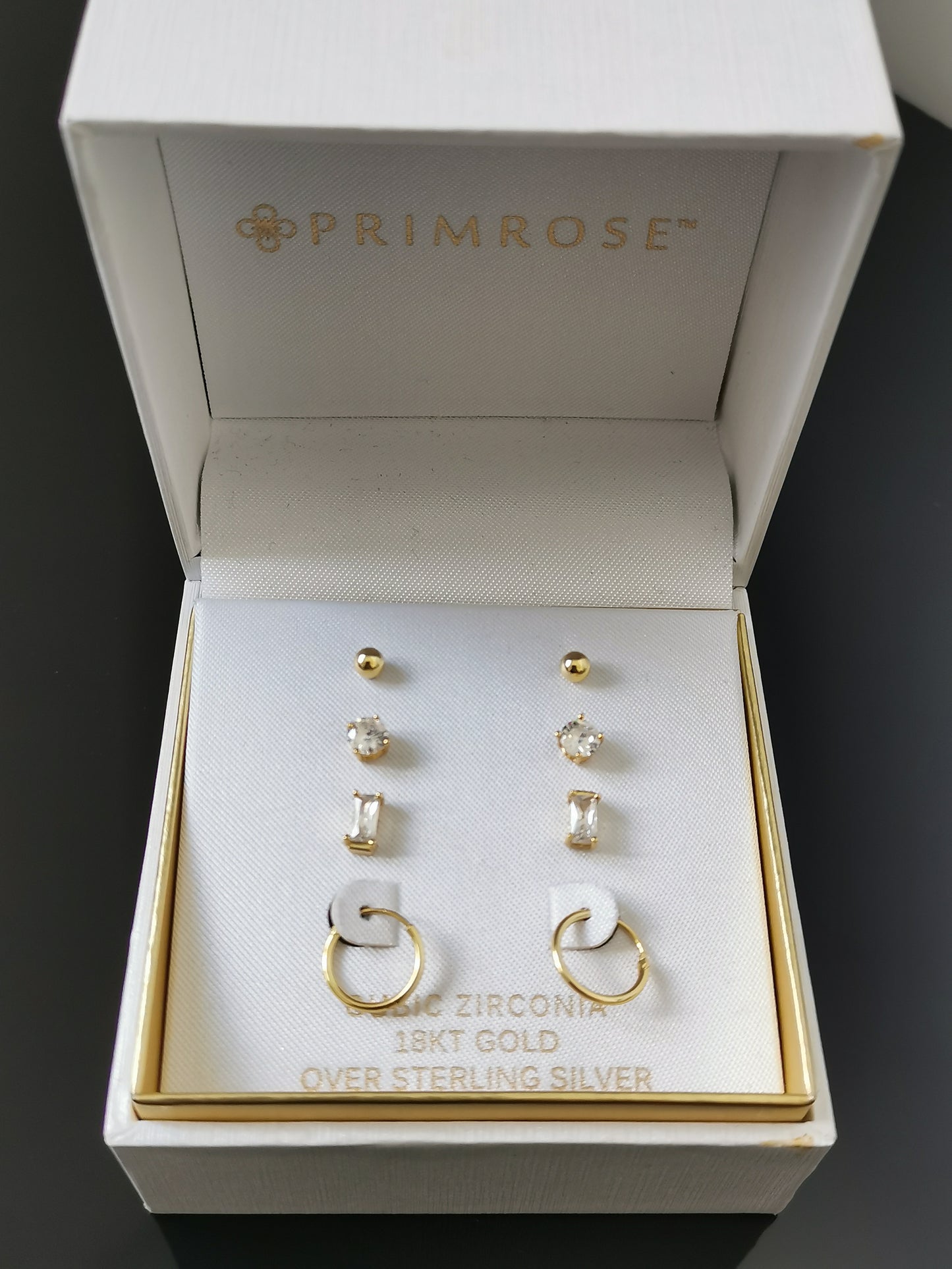 Golden glimmer Stud set - Zirconia Sterling silver plated with 18k gold