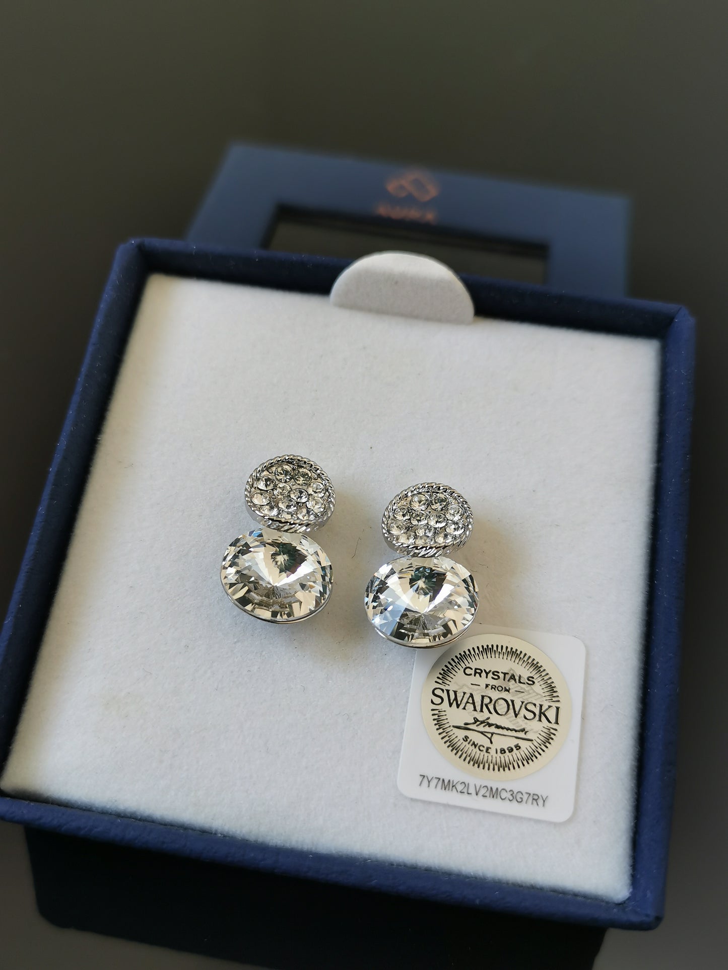 Tina Geometric Glam drop earrings made with Swarovski Crystals