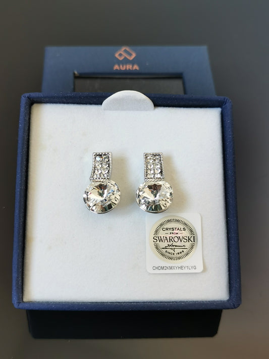 Geometric Glam drop earrings made with Swarovski Crystals