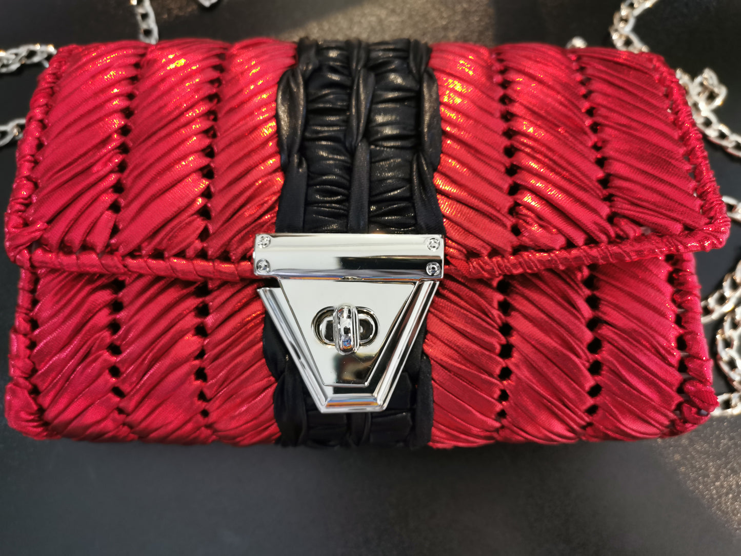 Unique handmade elegant clutch bag in red