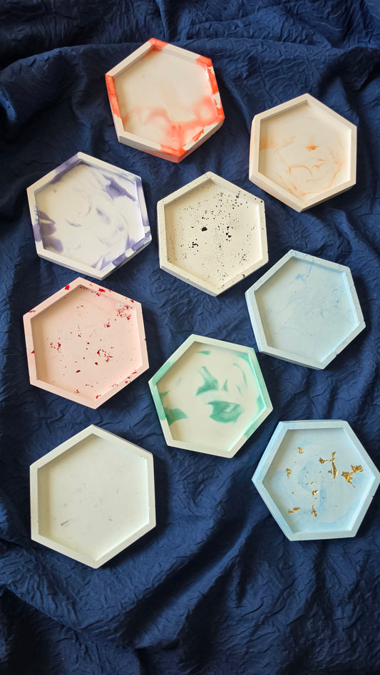 Handmade POP Small Hexagon Trinket tray for jewellery and home decor