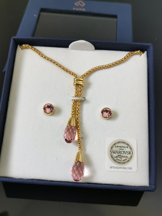 Woven Lariat Necklace & Stud Set – A Modern Classic necklace made with Swarovski Crystals