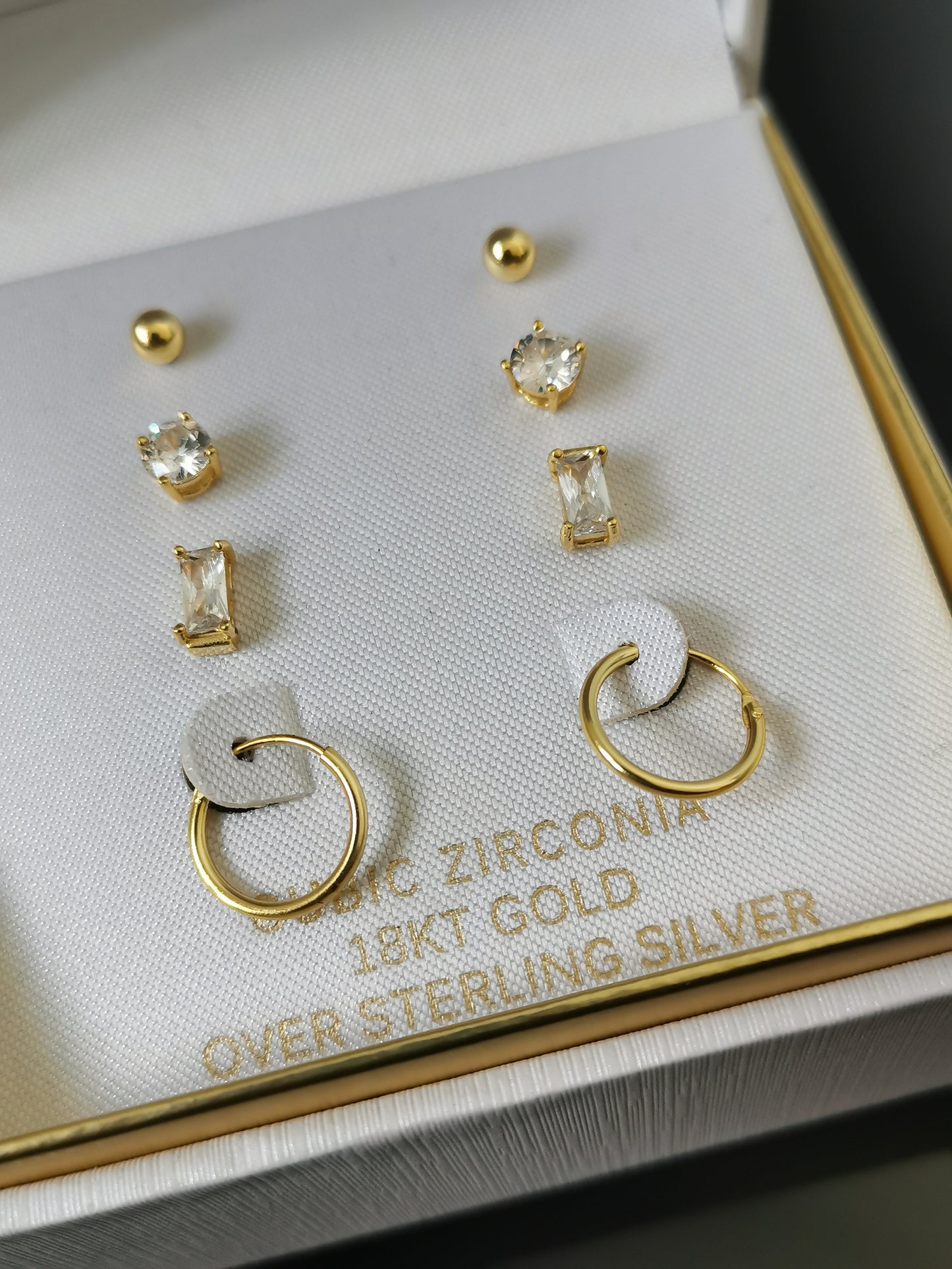 Golden glimmer Stud set - Zirconia Sterling silver plated with 18k gold