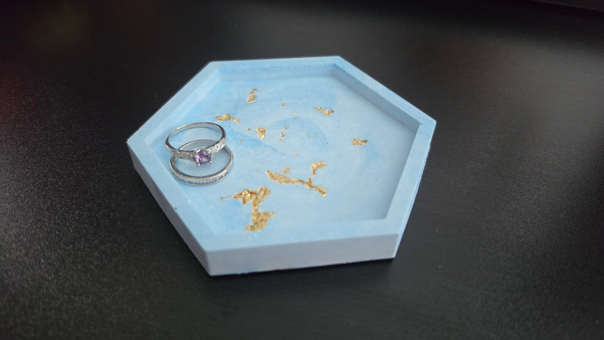 Handmade POP Small Hexagon Trinket tray for jewellery and home decor