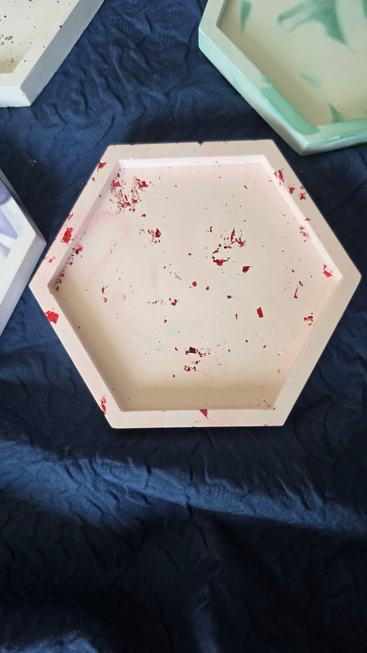 Handmade POP Small Hexagon Trinket tray for jewellery and home decor