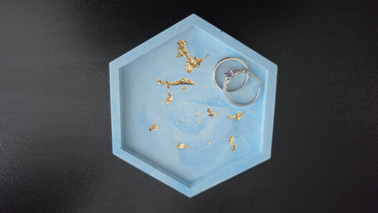 Handmade POP Small Hexagon Trinket tray for jewellery and home decor