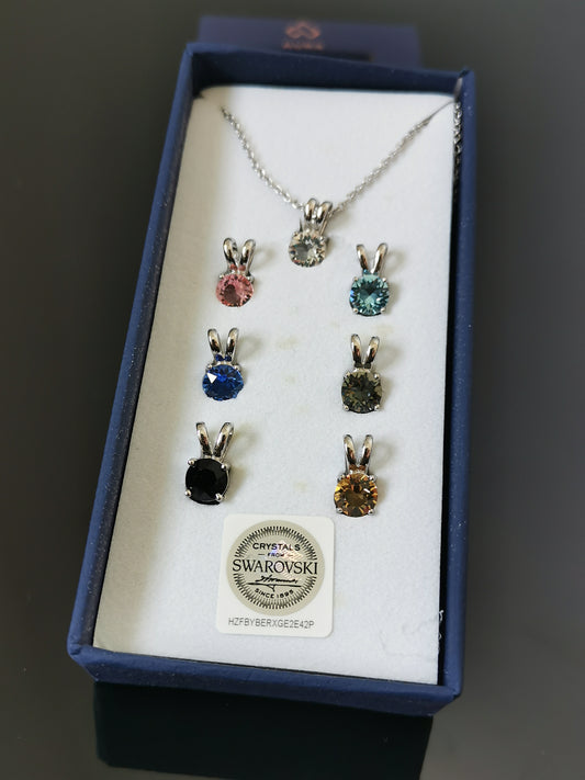 Set of 7 Timeless round Swarovski Crystals pendant necklace set