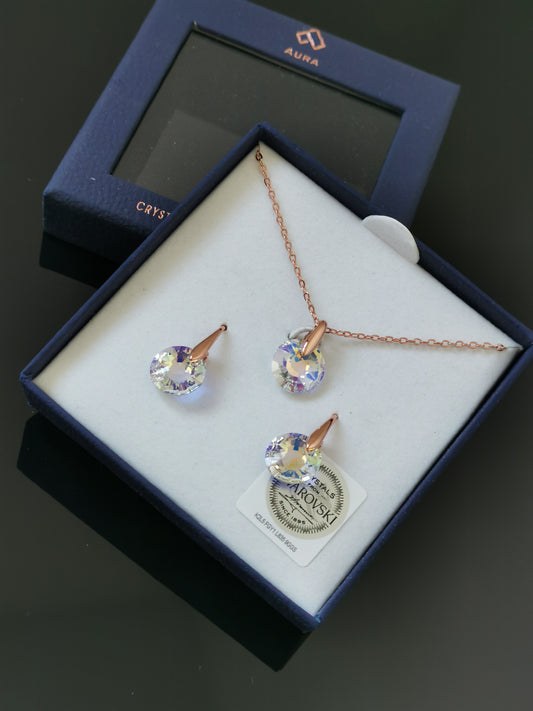 Sparkling set of Necklace and earrings made with Swarovski Crystals